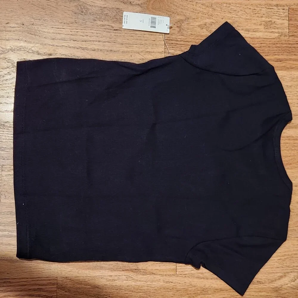 NWT Anthro Black Ribbed Baby Tee, S - Picture 2 of 3
